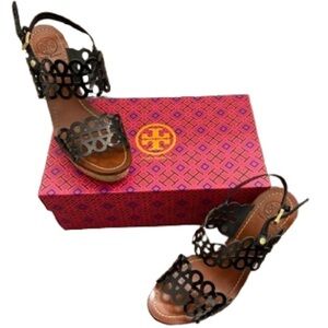 Tory Burch Nori Black Patent Sandals